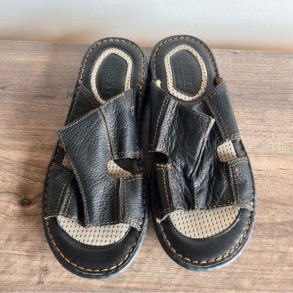 BORN Jared Open Toe Men\'s Leather Slide Sandal Size 10 #564A